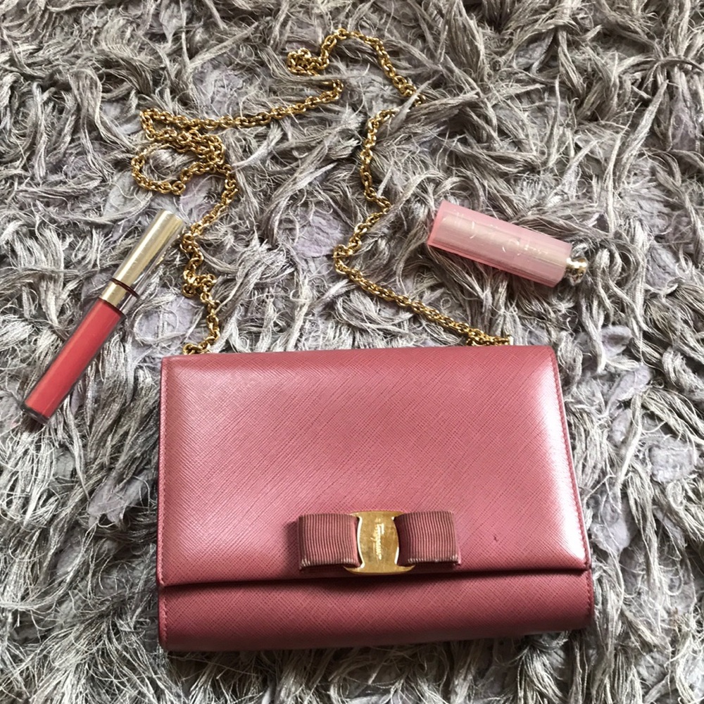 Salvatore Ferragamo Pink/ gold strap Crossbody